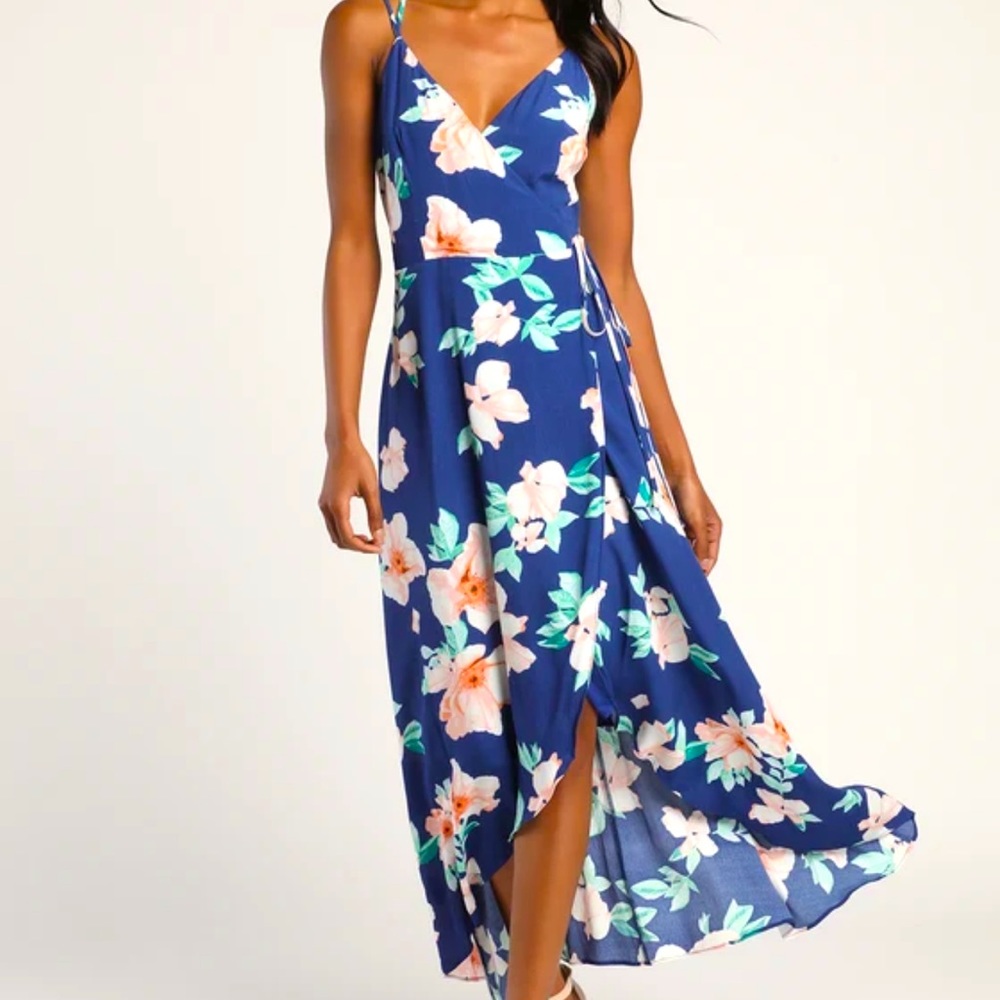 NWT high-low floral print wrap dress